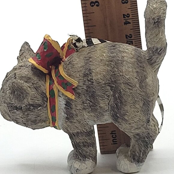 Kitty Cat Blue Eyes Gray Tabby Christmas Holiday Tree Ornament Resin ME Ink - Picture 7 of 9